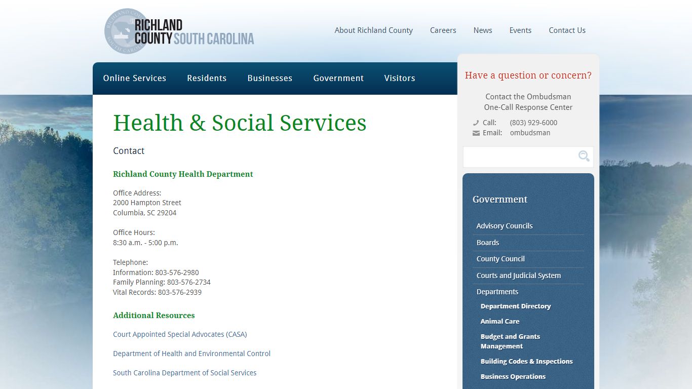 Richland County > Government > Departments > Health & Social Services