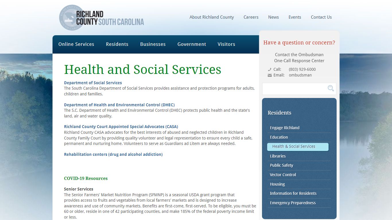 Richland County > Residents > Health & Social Services